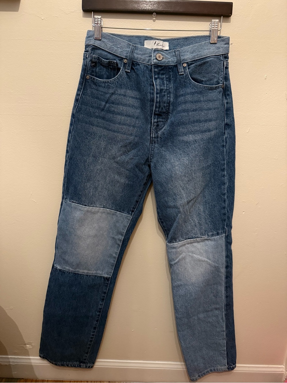 KanCan High-Rise Patchwork Two-Tone Blue Women's Jeans